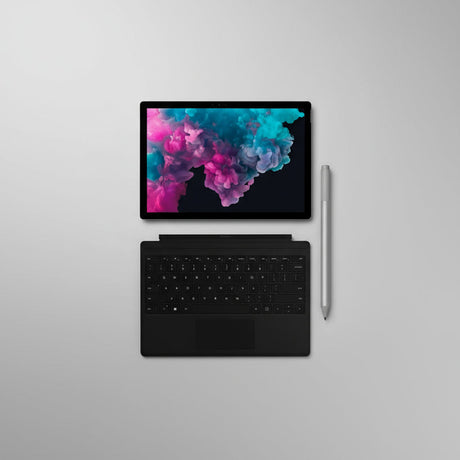 Microsoft Surface Pro 6 tablet with a 12.3-inch PixelSense display, shown with the Type Cover and Surface Pen.