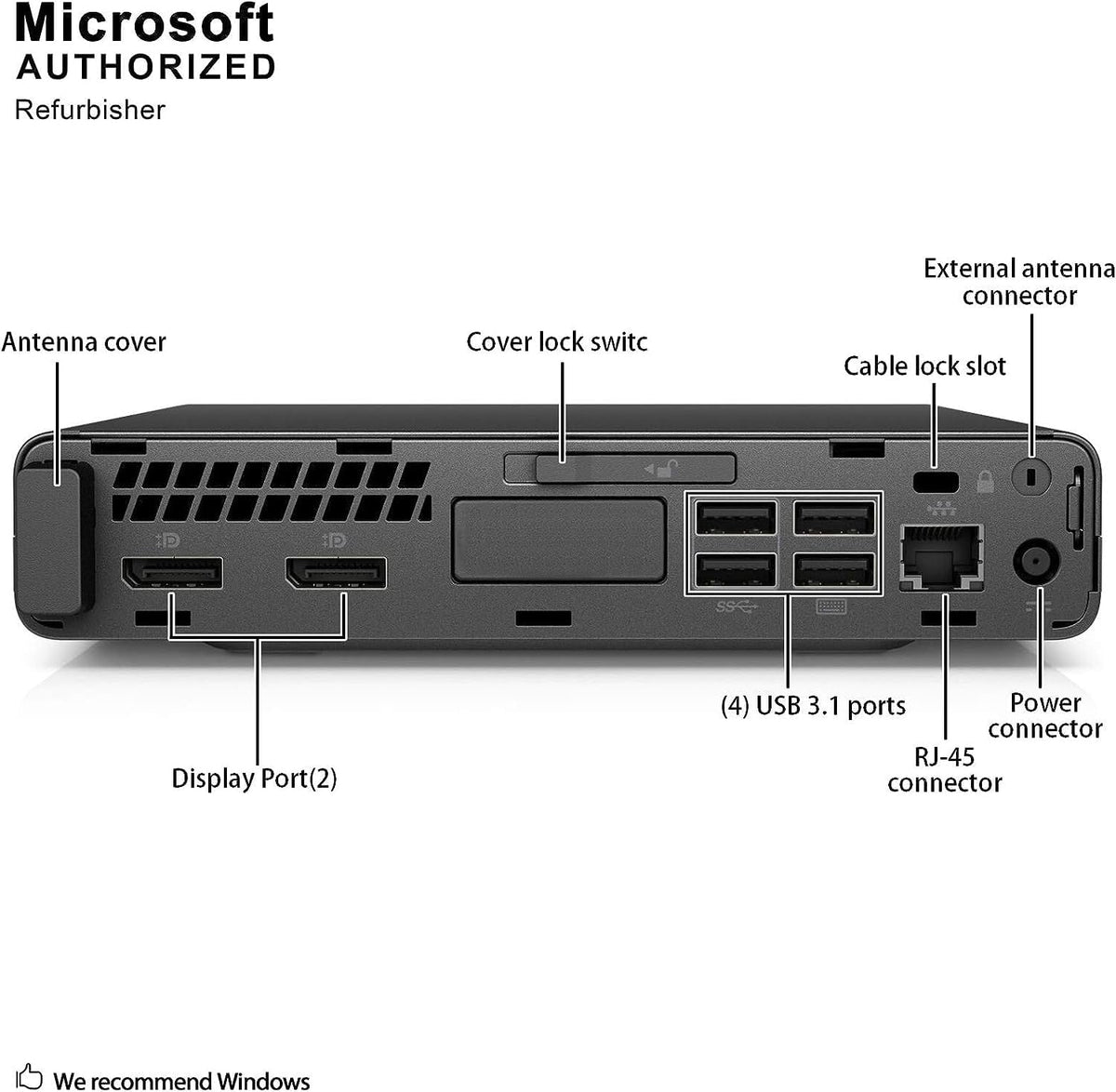 HP Prodesk 600 G3 Micro Computer Mini PC, Intel Quad Core i5-6500T 2.5GHz, 16GB DDR4 RAM, 256GB SSD, WiFi, Wired Keyboard and Mouse, Windows 10 Pro - PCrefresh
