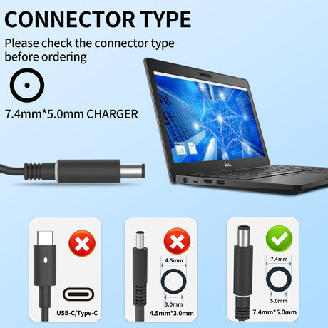 65W Laptop Charger Fit for Dell Latitude 5280 5290 5490 5491 5285 5289 5480 5488 5580 5590 5591 Latitude E5470 E6430 E6420 E7470 E5420 7490 AC Power Adapter 19.5V 3.34A, LA65NM191 ，Barrel 7.4mm tip - PCrefresh