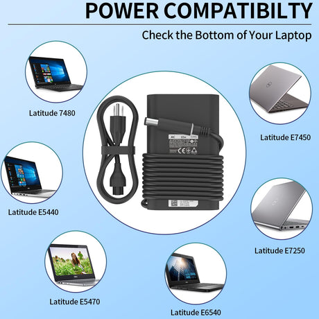 65W Laptop Charger Fit for Dell Latitude 5280 5290 5490 5491 5285 5289 5480 5488 5580 5590 5591 Latitude E5470 E6430 E6420 E7470 E5420 7490 AC Power Adapter 19.5V 3.34A, LA65NM191 ，Barrel 7.4mm tip - PCrefresh
